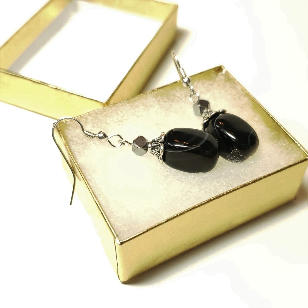 3/$15 Black Onyx and Hematite Earrings - Picture 5 of 6